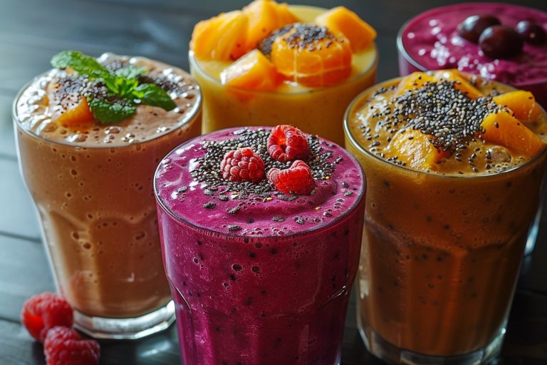 4 smoothies colorés fait maison