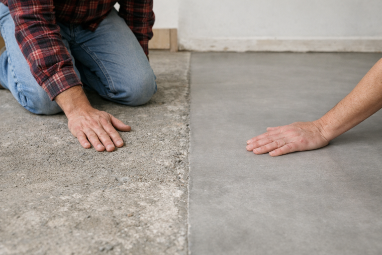 Comparaison dalle brute et chape lissée pour sol intérieur moderne